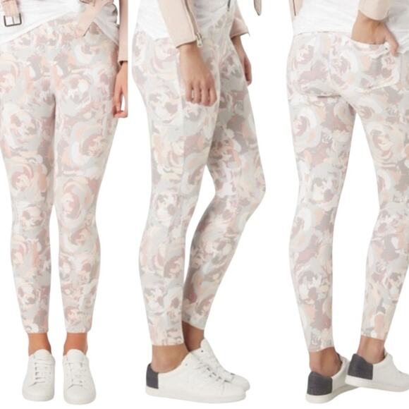 Spanx Blush Bloom Abstract Floral Jean Ish Jegging Legging Ankle Pants - Picture 1 of 9